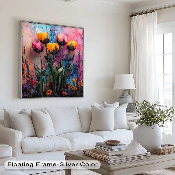 Colorful Tulip Garden - Flower Oil Painting