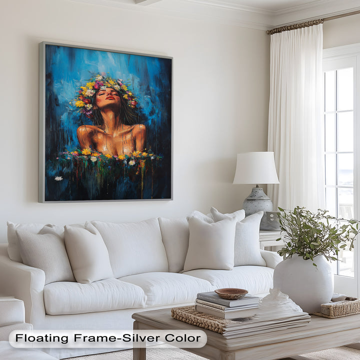 Floral Reverie – Ethereal Woman with Flower Crown Oil Painting