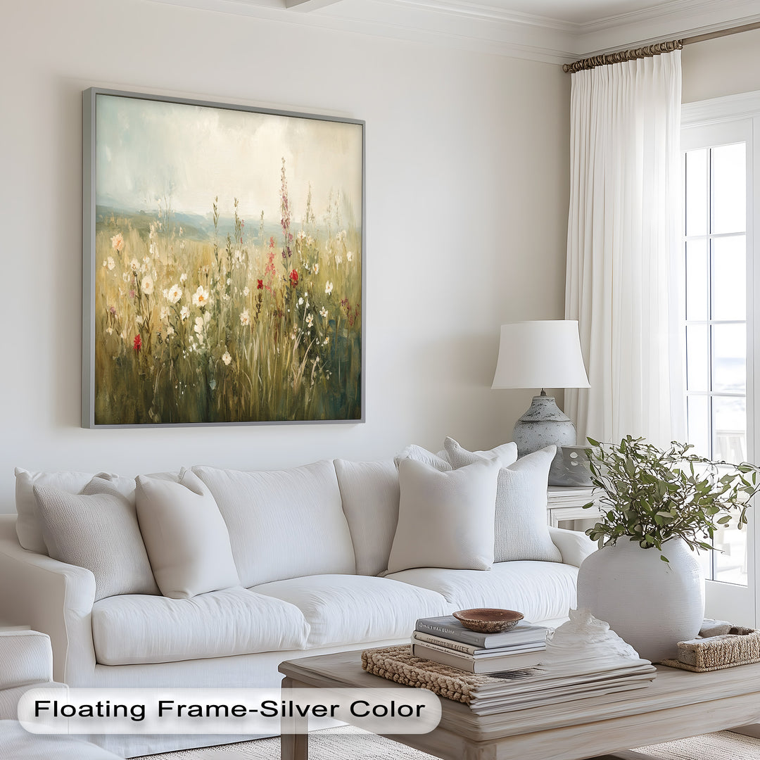 Nostalgic Feel – Serene Wildflower Oil Painting