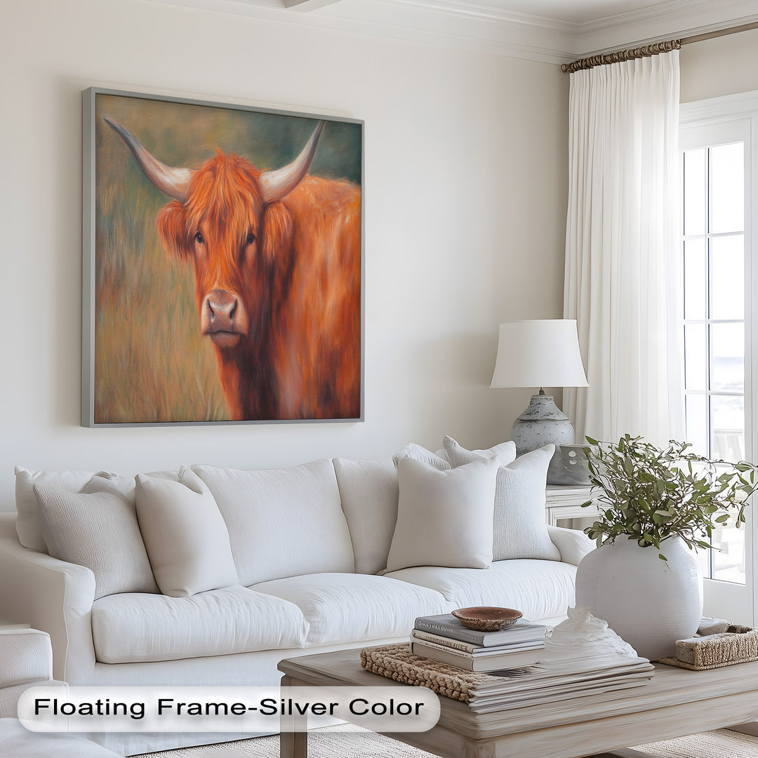 Highland Cow Oil Painting – Warm Animal Wall Art