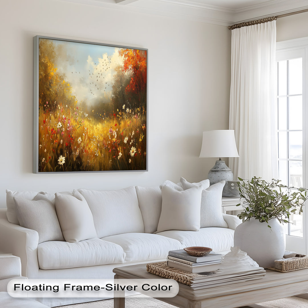 Flowers and Stream – Vibrant Autumn Oil Painting