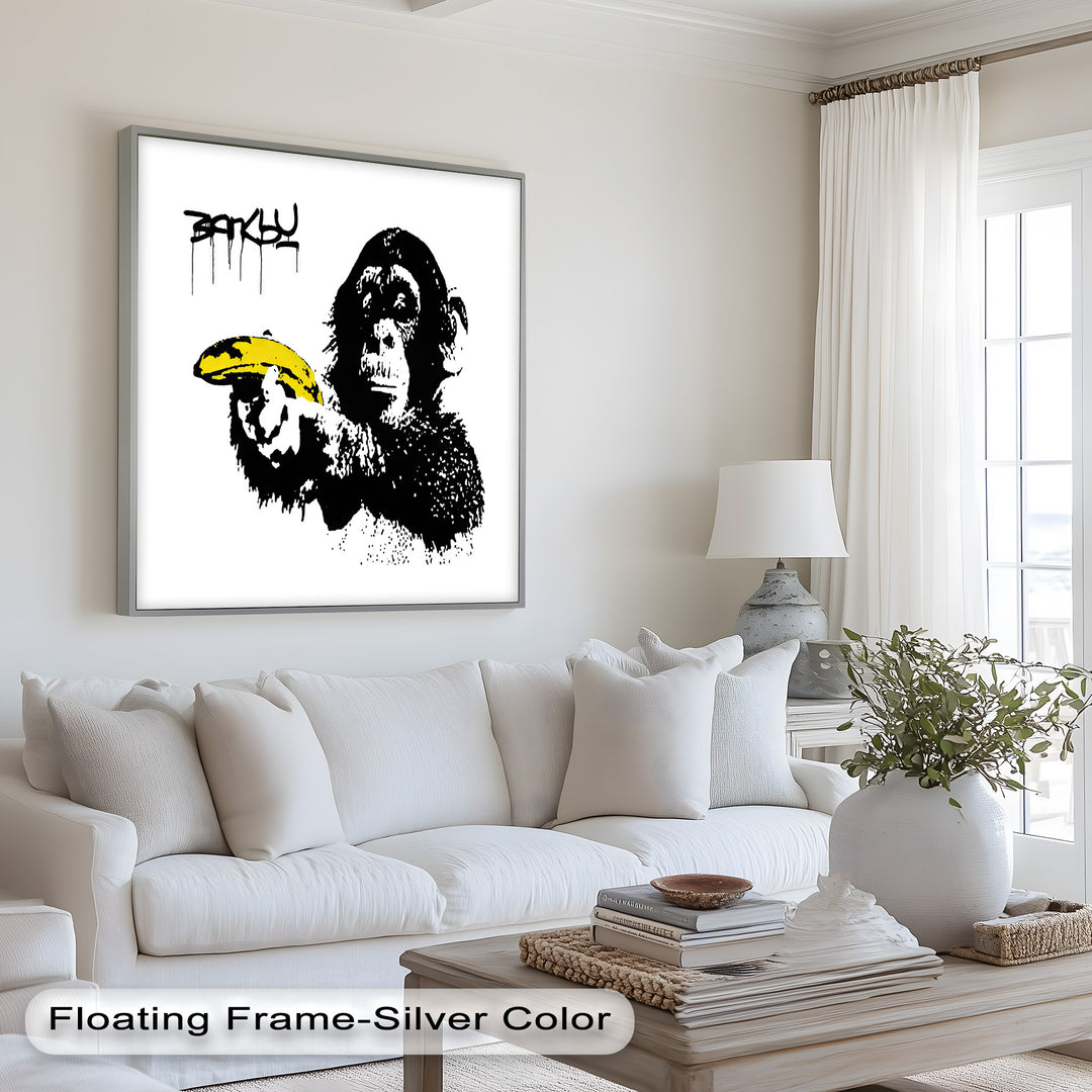 Monkey with Banana Gun – Satirical Banksy Oil Painting