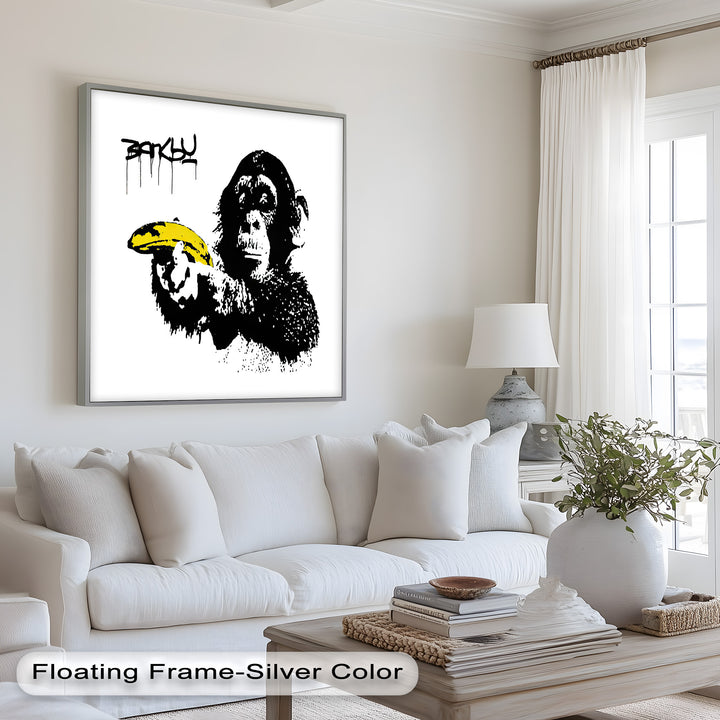 Monkey with Banana Gun – Satirical Banksy Oil Painting