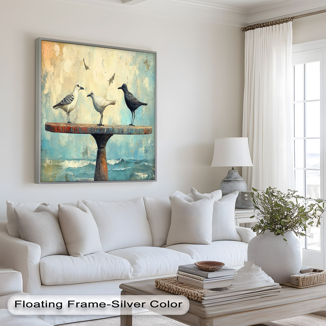 Surreal Birds on Pedestal – Animal Oil Painting