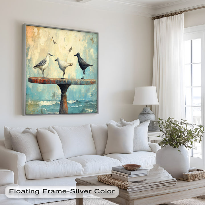 Surreal Birds on Pedestal – Animal Oil Painting