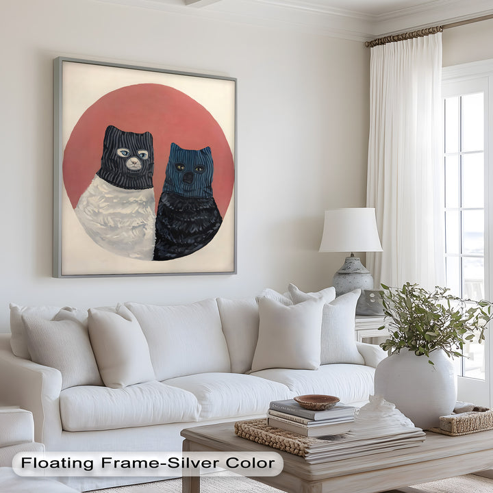 Masked Companions – Contemporary Cat Oil Painting