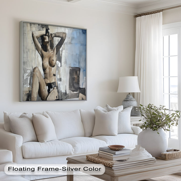 Urban Solitude – Contemporary Nude Oil Painting in Monochrome Hues