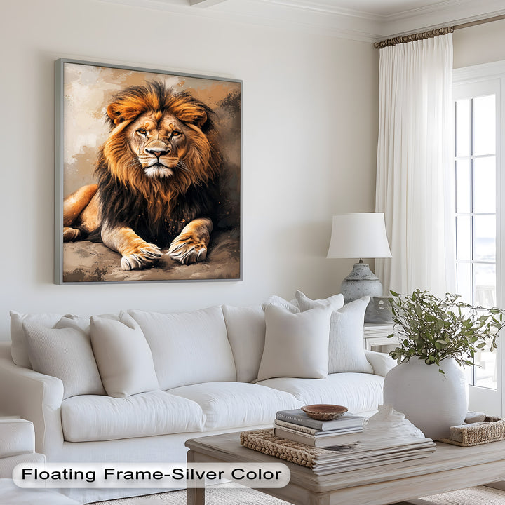 Lion Portrait in Warm Tones - Animal Oil Painting