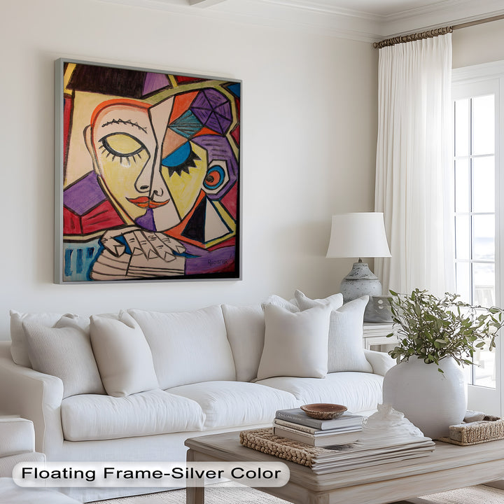 Unified Gaze – Dual Expression Abstract Picasso Oil Painting