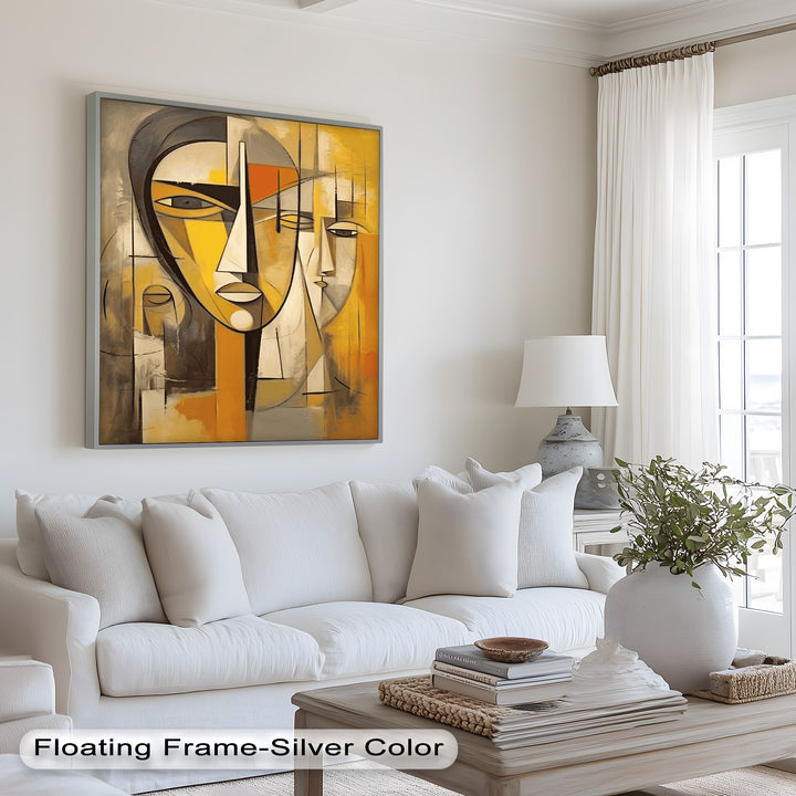 Amber Contours – Abstract Portrait Series in Picasso Oil Painting