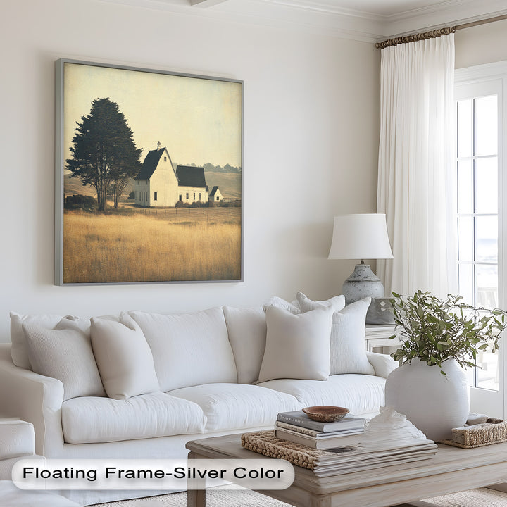 Golden Prairie Barn – Ölgemälde einer Bauernhauslandschaft
