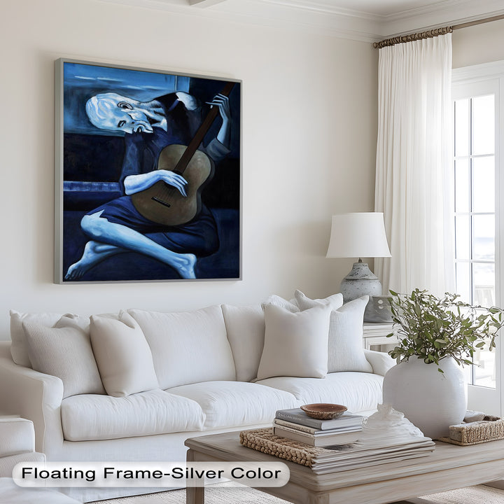 Melancholy Strings – Blue Period-Inspired Guitarist Oil Painting