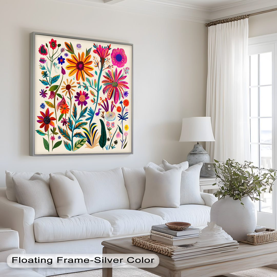 Wild Bloom Symphony – Vibrant Botanical Oil Painting
