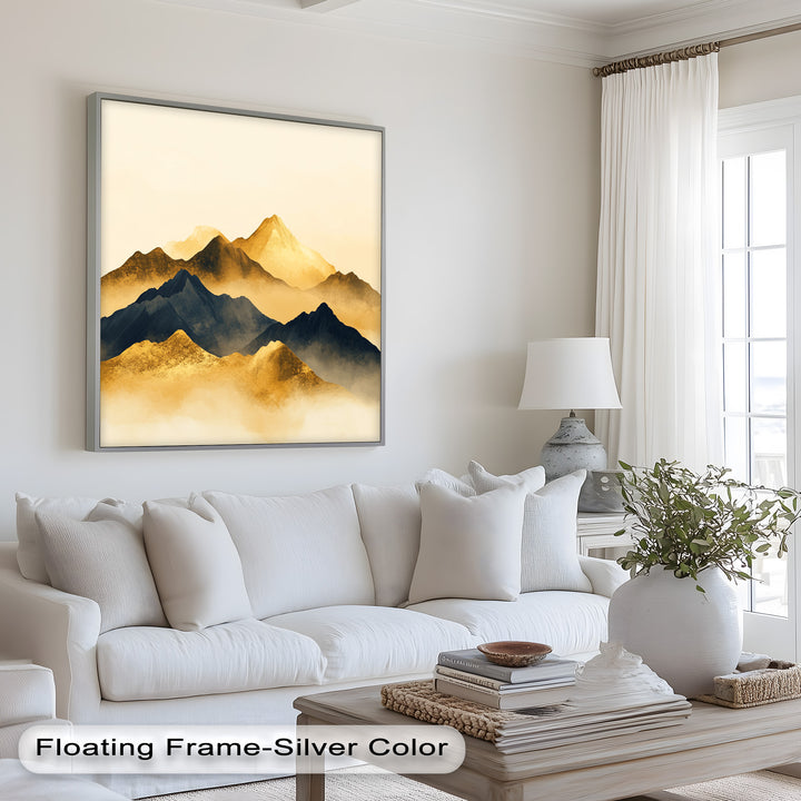 Gold &amp; Black Mountains – Modernes Ölgemälde