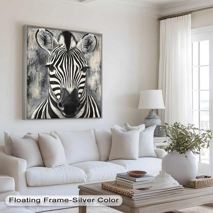 Zebra Portrait – Bold Black and White Animal Oil Painting