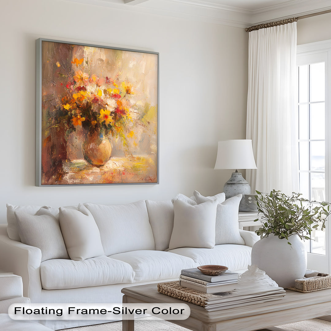 Sunlit Harmony – Vibrant Wildflower Still Life Flower Oil Painting