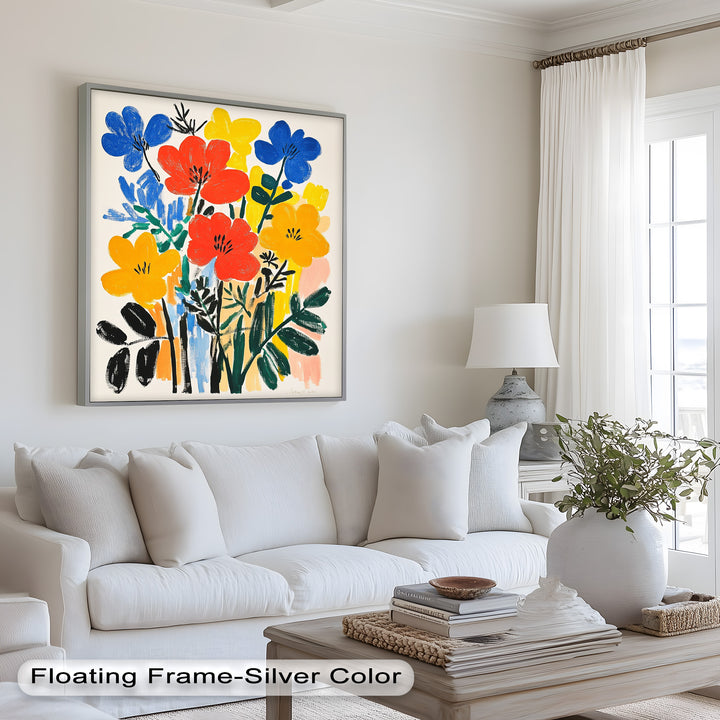 Fröhlicher wilder Garten – Fauvistisches Boho-Blumen-Ölgemälde