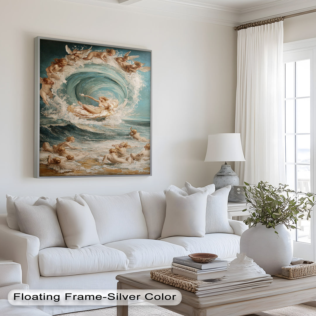 Birth of the Wave – Mythological Goddess and Cherubs Oil Painting