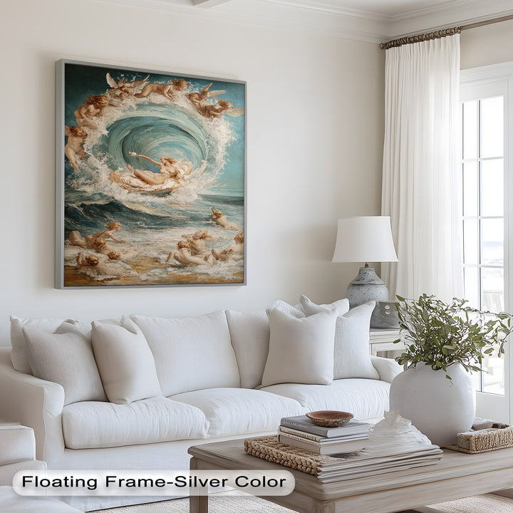 Birth of the Wave – Mythological Goddess and Cherubs Oil Painting