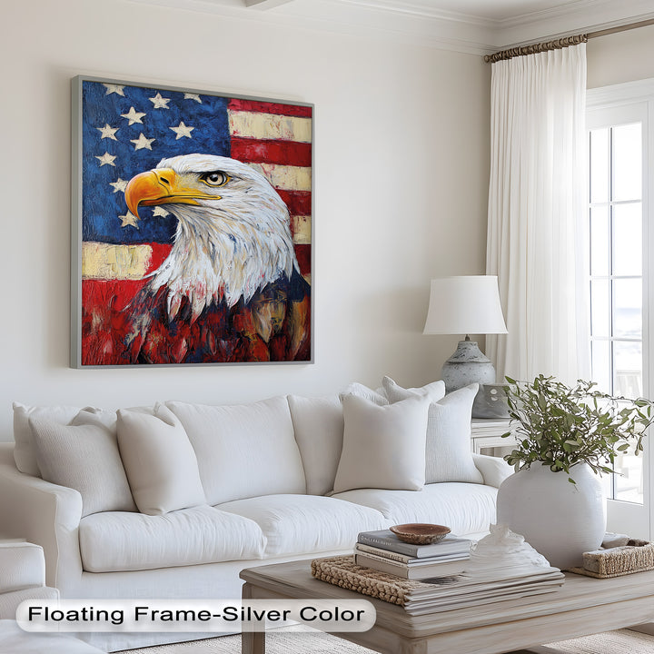 Amerikanischer Weißkopfseeadler Portrait - Patriotisches Ölgemälde