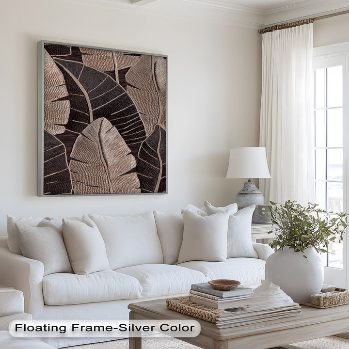 Tactile Tropics – Brown Leaf Composition Flower Oil Painting
