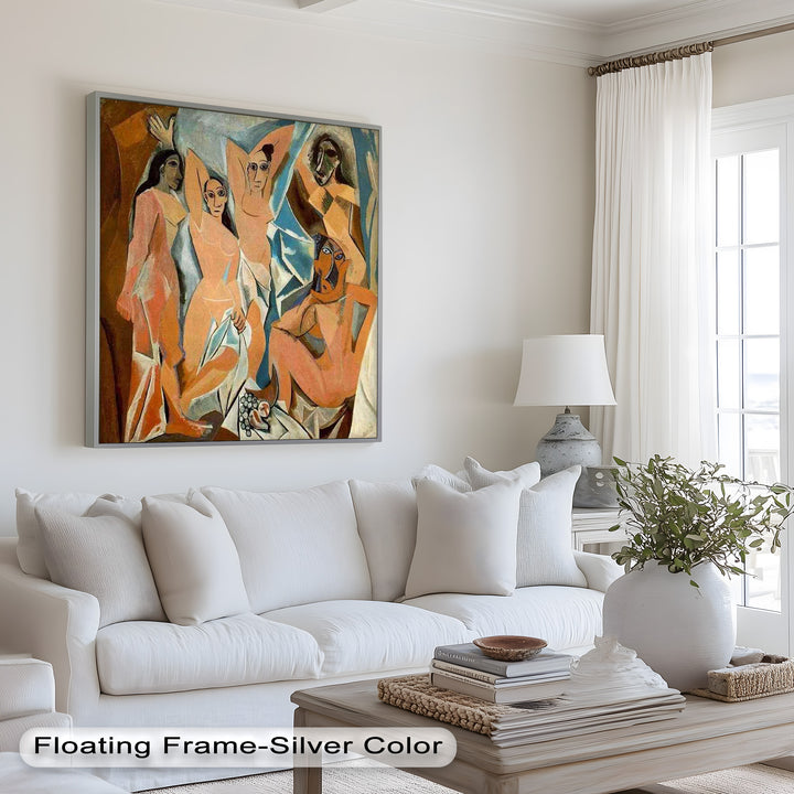 Echoes of Les Demoiselles – Picasso-Inspired Cubist Nude Figures Oil Painting