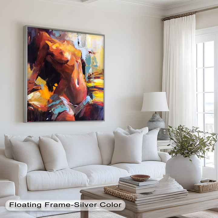 Ember Silhouette – Bold Abstract Nude Oil Painting