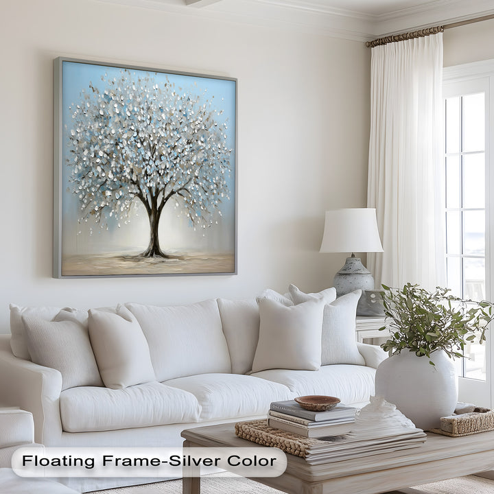 Snowflower Tree – Modern Framed Oil Painting