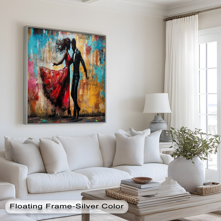 Whirl of Passion – Dancing Lovers in Red Love Oil Painting
