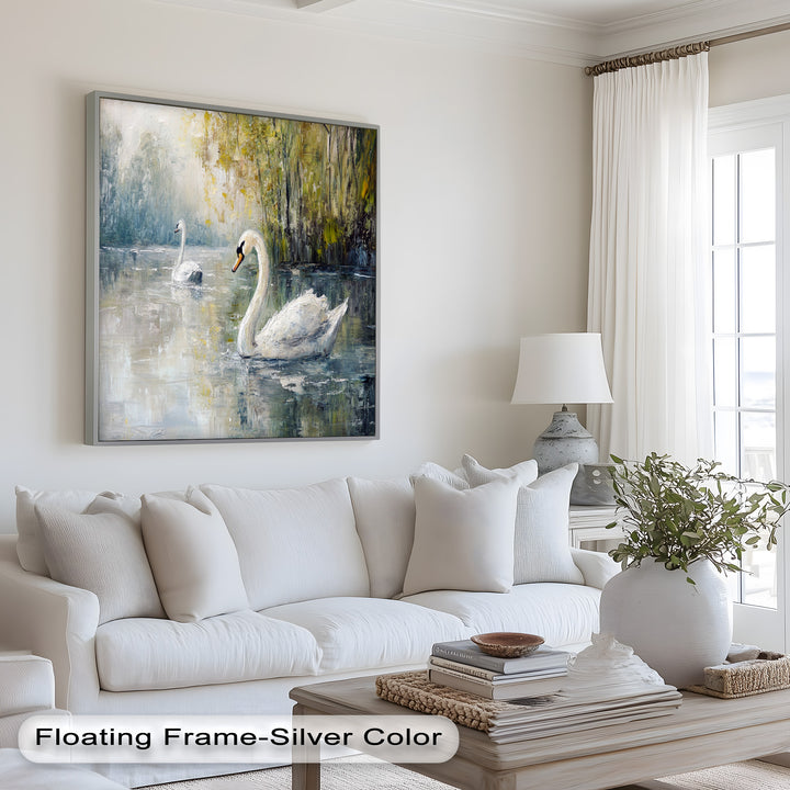 Swans on the Lake – Animal Oil Painting