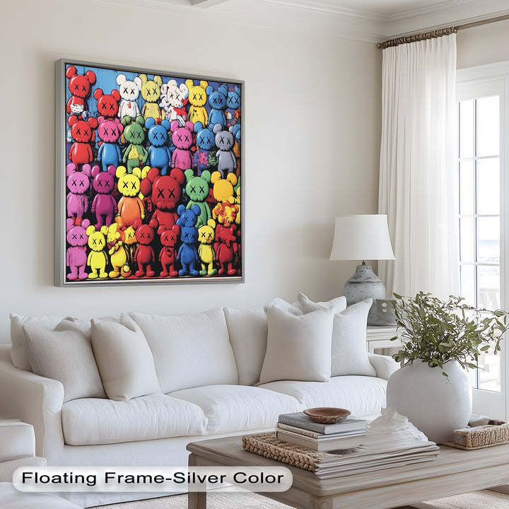 KAWS Rainbow Parade – Mehrfarbiges Pop-Art-Ölgemälde