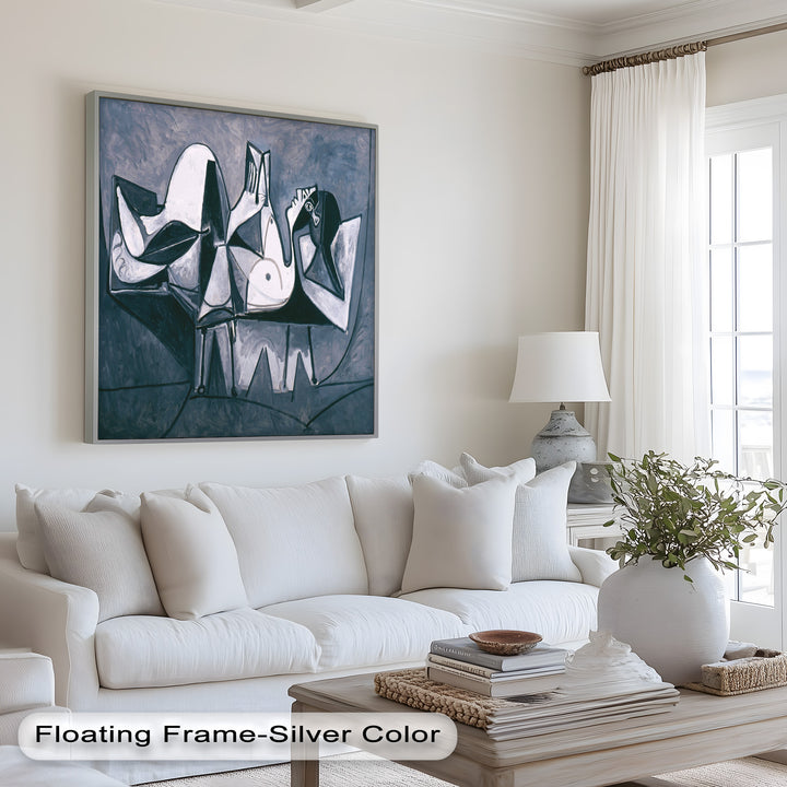 Geometry of Stillness – Monochrome Reclining Picasso Oil Painting