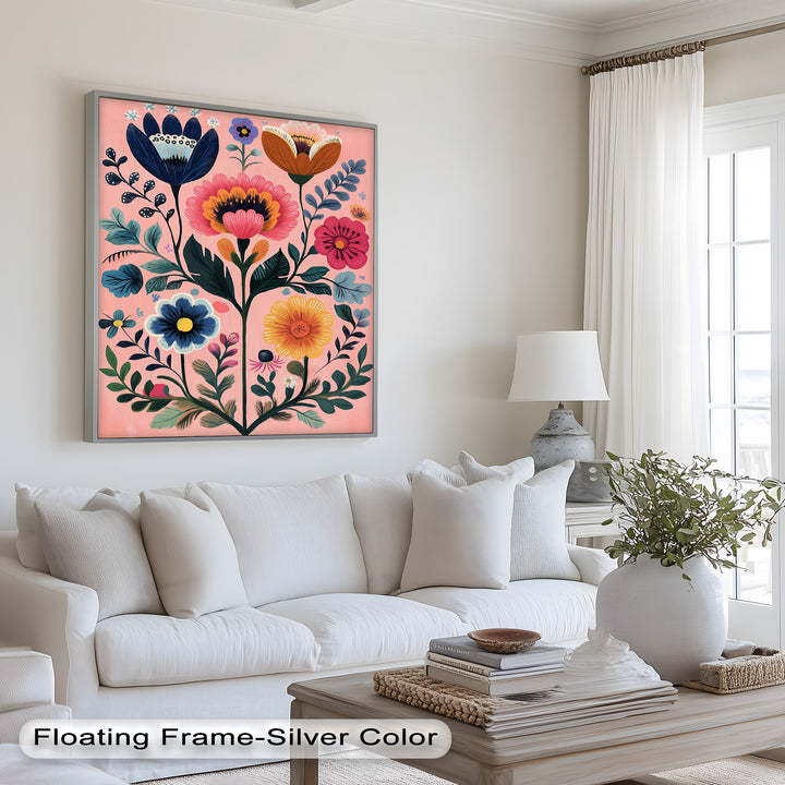 Blossom Carnival – Whimsical Boho Flower Oil Painting