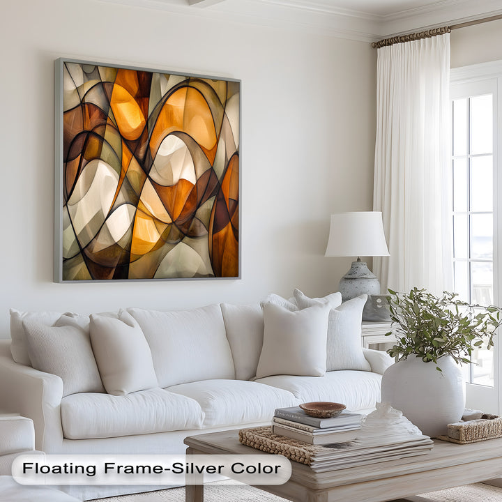 Golden Flow – Geometrisches Ölgemälde