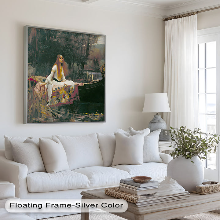 The Lady of Shalott – Romantic River Journey Historic Oil Painting
