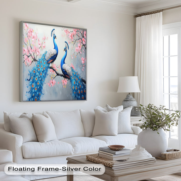 Peacocks Among Cherry Blossoms – Animal Oil Painting