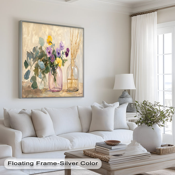 Purple & Yellow Flowers – Botanical Oil Painting
