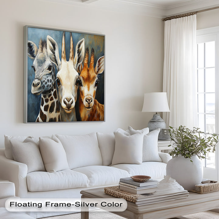 Trio of Giraffes – Animal Oil Painting
