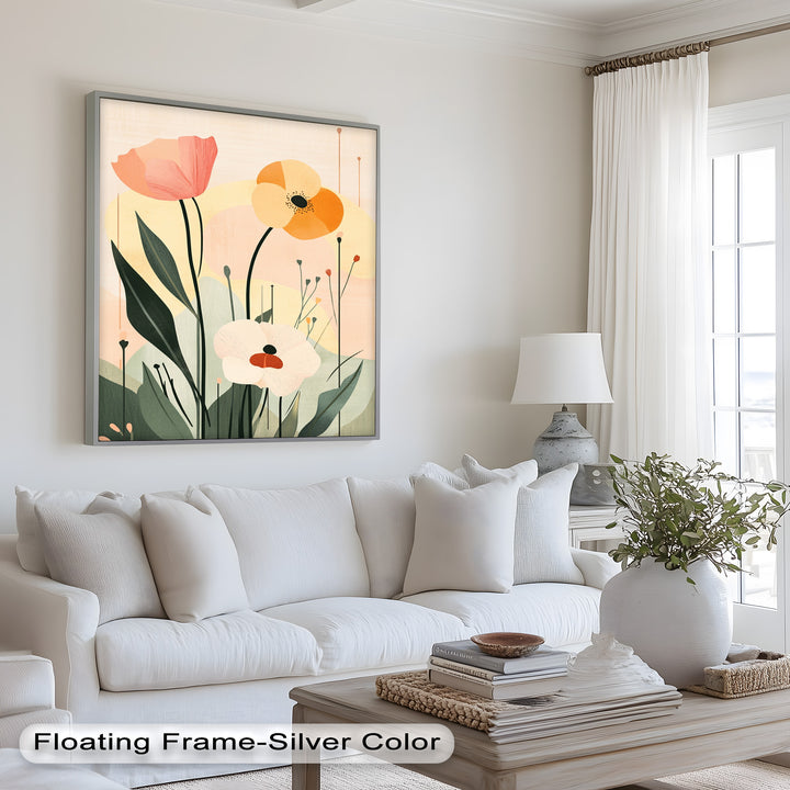 Sonnengeküsstes Trio – Minimalistisches florales Ölgemälde