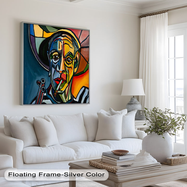 Rebel's Gaze – Bold Cubist Portrait Picasso Oil Painting