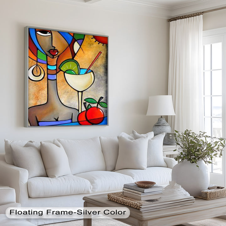 Tropical Gaze – Lebendiges Cocktail Muse Picasso Ölgemälde