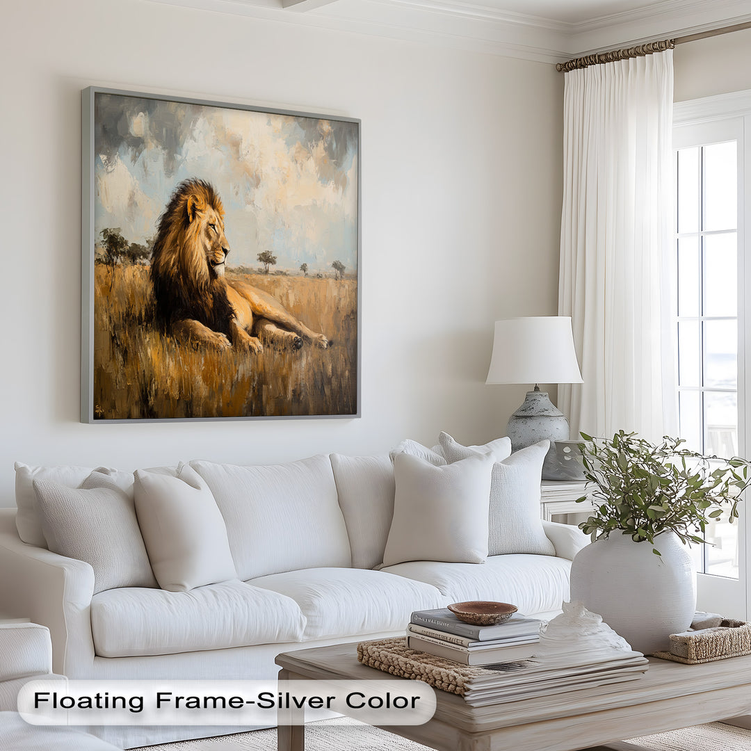 Majestic Serengeti King – Regal Lion Oil Painting