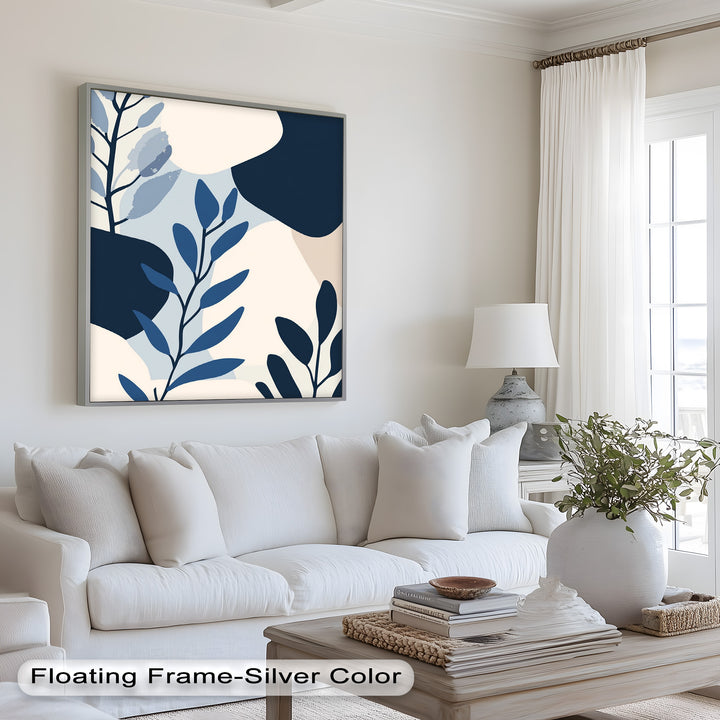 Indigo Serenity – Minimalist Botanical Oil Painting