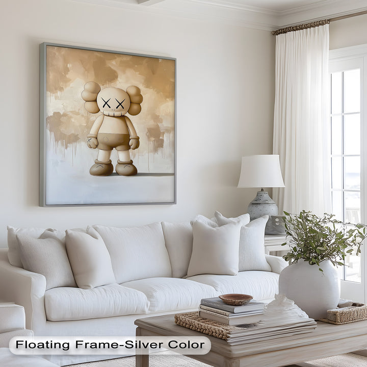 Monochrome Companion – Minimalistisches KAWS-Ölgemälde
