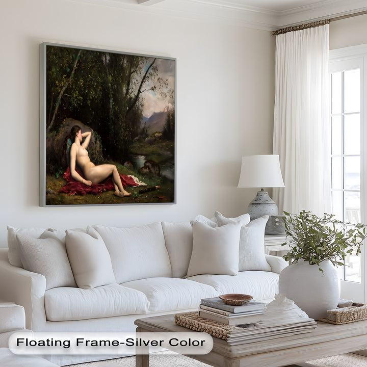 Reclining Diana – Classical Goddess in Nature Renaissance Oil Painting