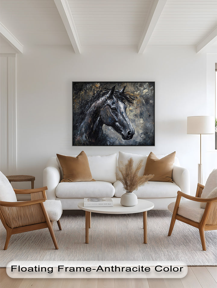 Black Horse Portrait - Animal Oil Painting