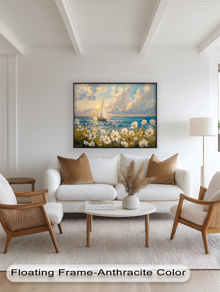 Sailing into Serenity – Framed Oil Painting