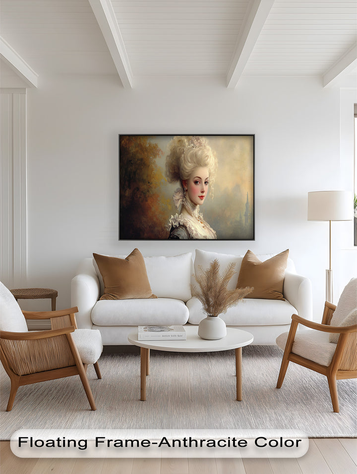 Rococo Grace Oil Painting – Portrait of a Noblewoman in Ivory Lace