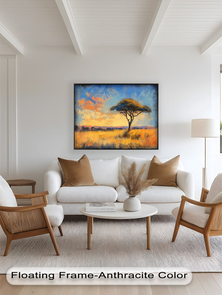 African Savannah Tree Wall Art – Landscape Oil Painting