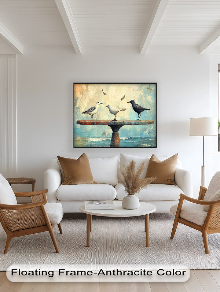 Surreal Birds on Pedestal – Animal Oil Painting